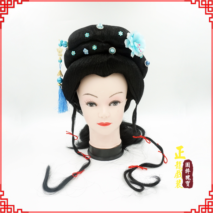 石龙戏剧服装京剧越剧小旦花旦丫鬟假发 小姐头套